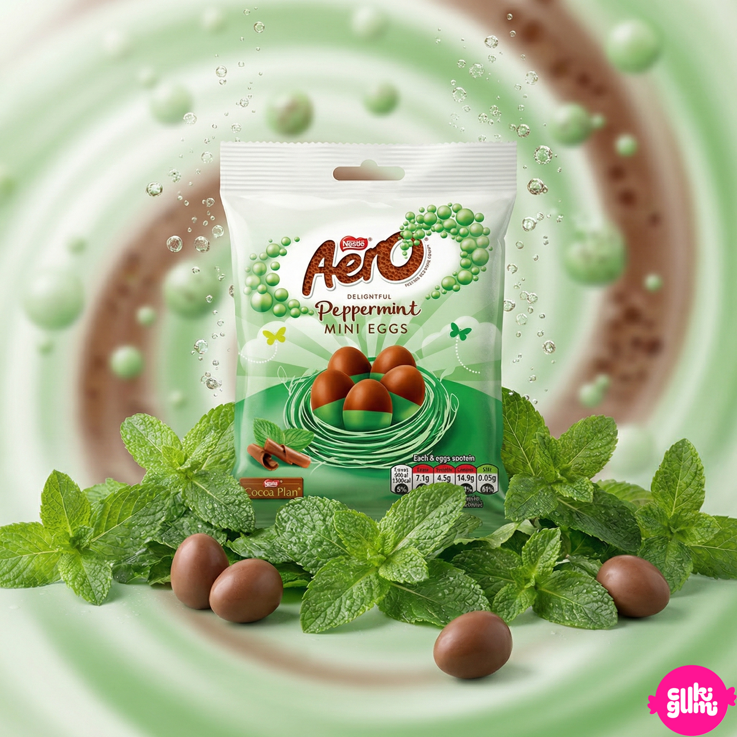 Aero Peppermint Mini Eggs – Mentolos krémmel töltött levegős csokitojások 70 g