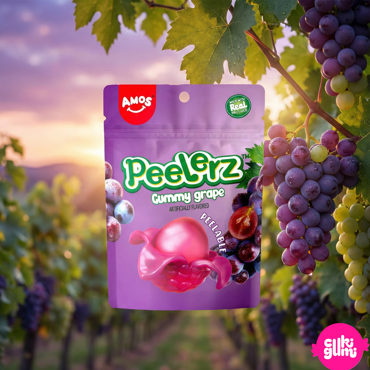Amos Peelerz Gummy Grape – Hámozható szőlőízű gumicukor 120 g