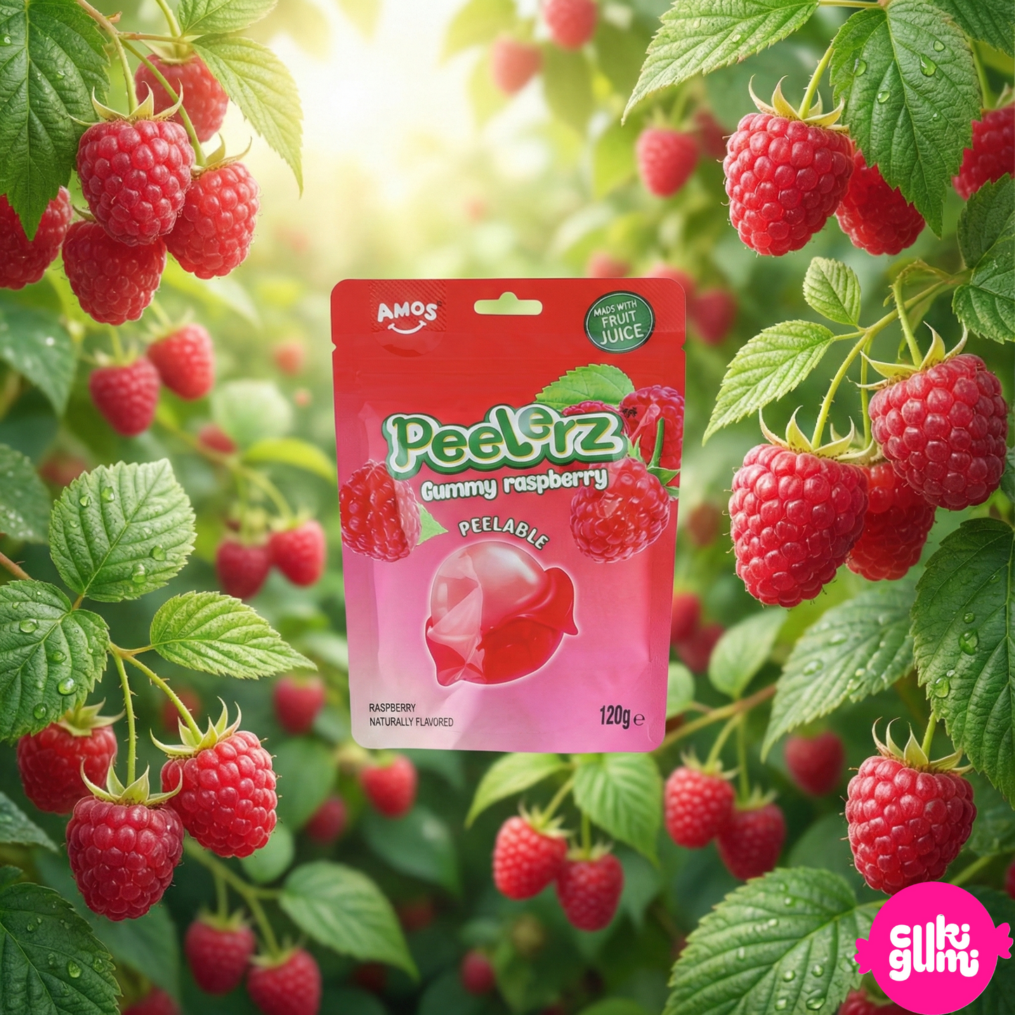 Amos Peelerz Gummy Raspberry – Hámozható málnaízű gumicukor 120 g