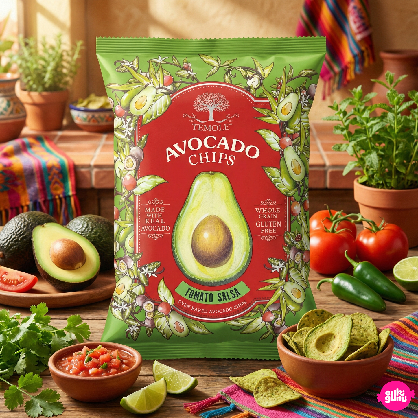 Temole Avokádó chips – paradicsomos salsa ízű 40g