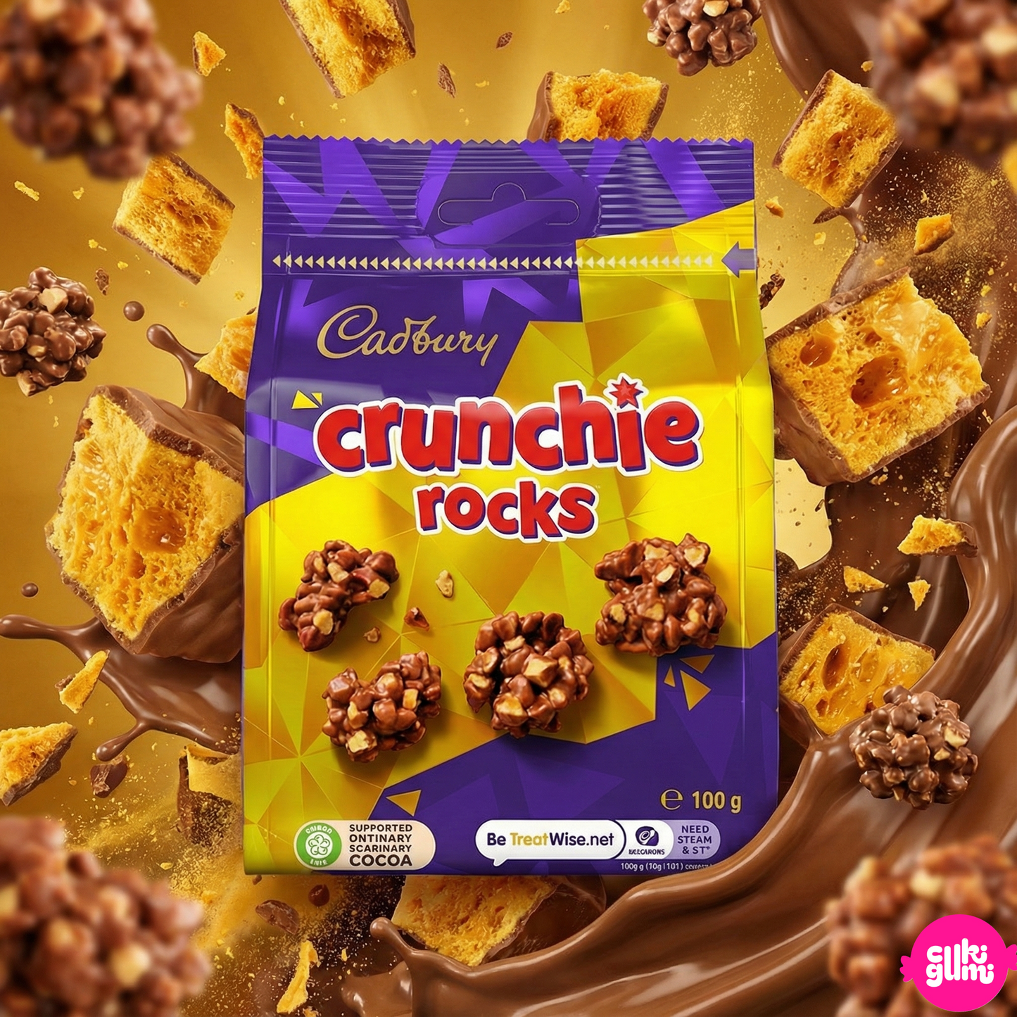 Cadbury Crunchie Rocks – Tejcsokoládés ropogós falatkák mézes karamellával 100g