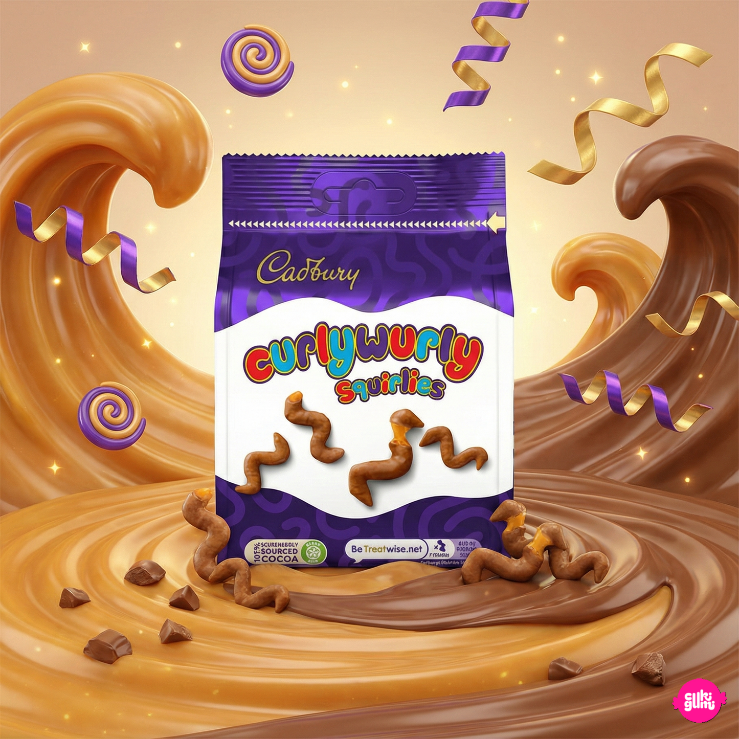 Cadbury Curly Wurly Squirlies – Csavart Karamell Csokigiliszták 100g