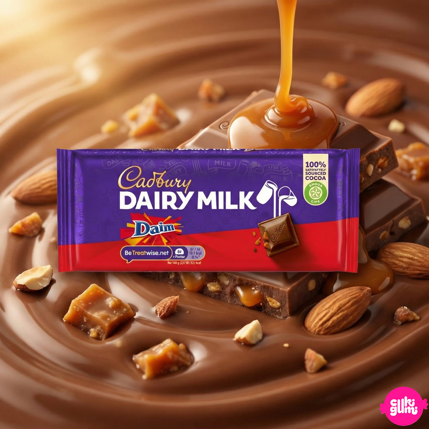 Cadbury Dairy Milk Daim Tejcsokoládé Mandulás Karamell Darabokkal 120 g