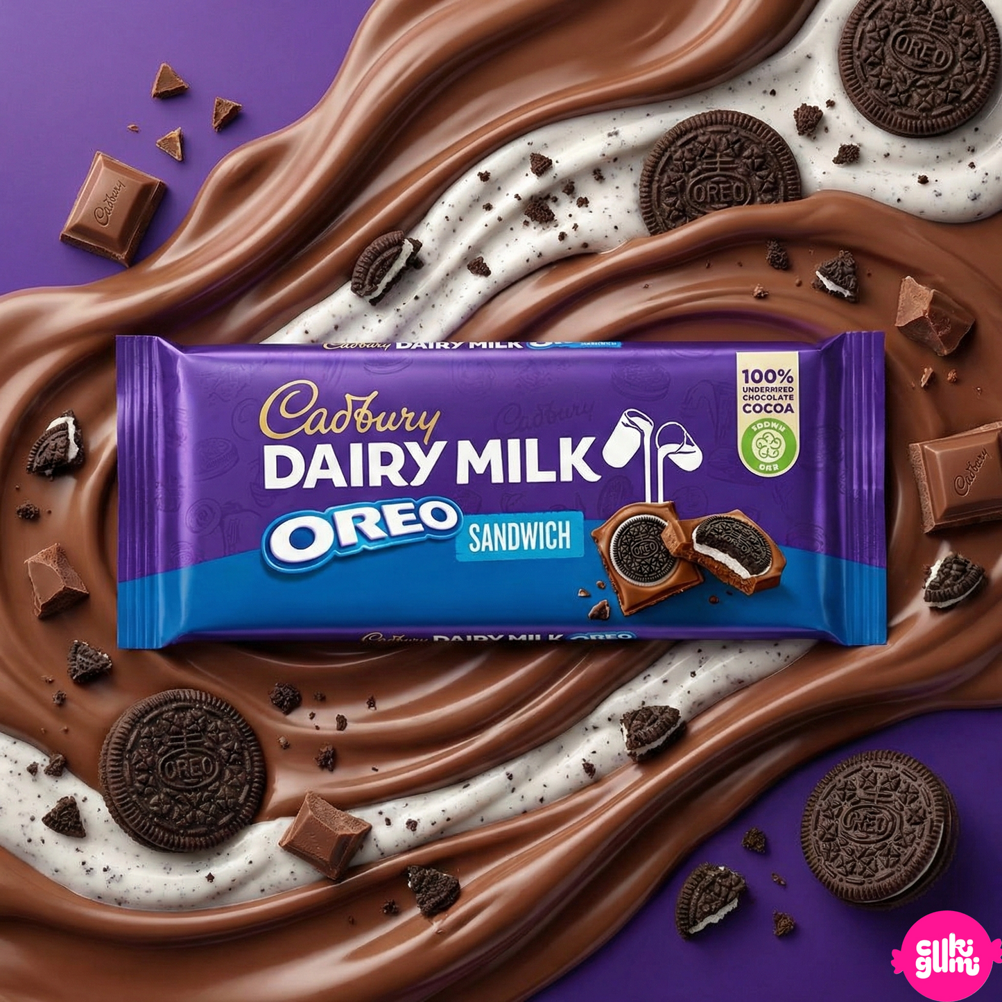Cadbury Dairy Milk Oreo Szendvics Tejcsokoládé Kekszes Vaníliakrémes Töltelékkel 96g