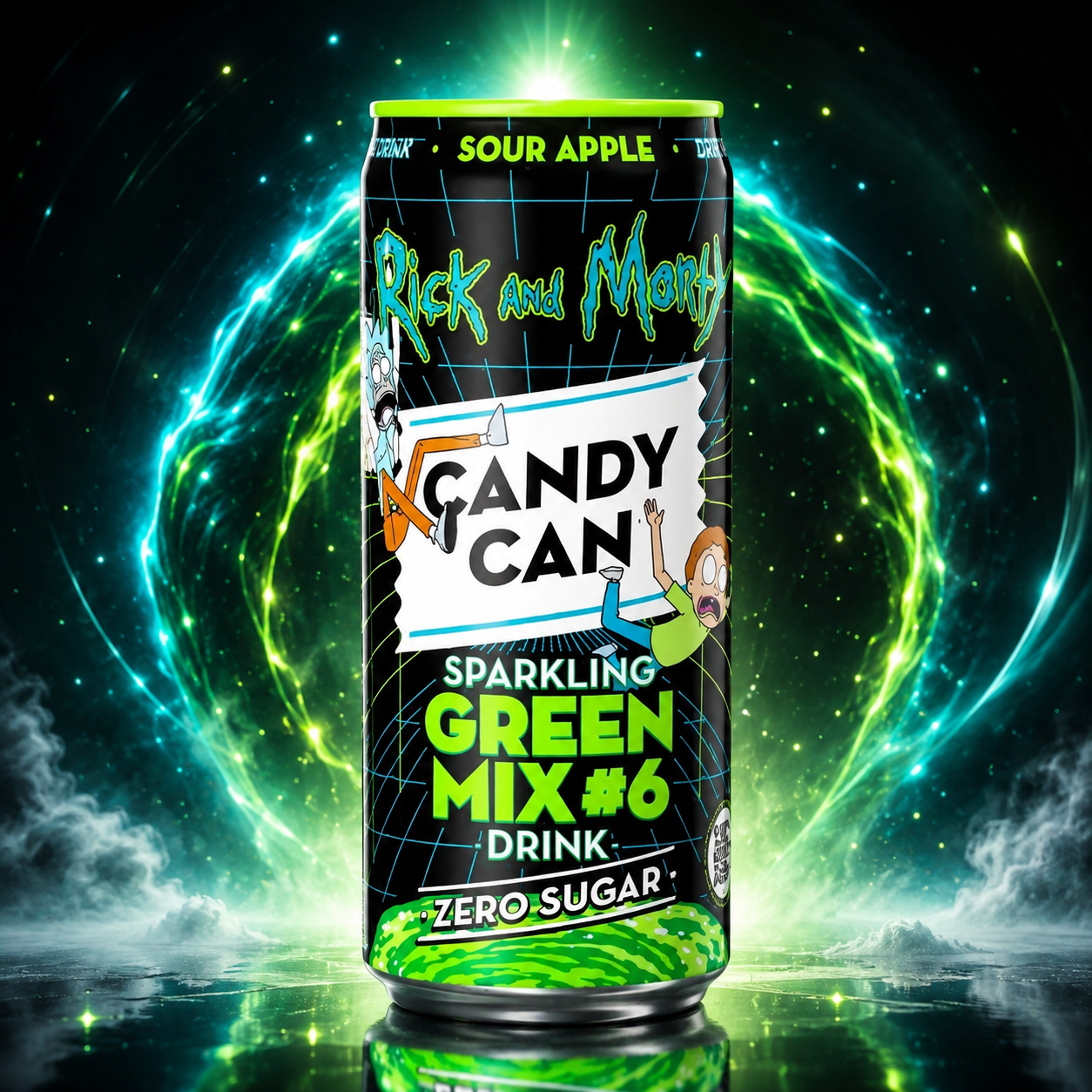 Candy Can Rick & Morty Green Mix #6 Zero Sugar 330ml – Cukormentes Savanyú Alma Ízű Szénsavas Üdítőital