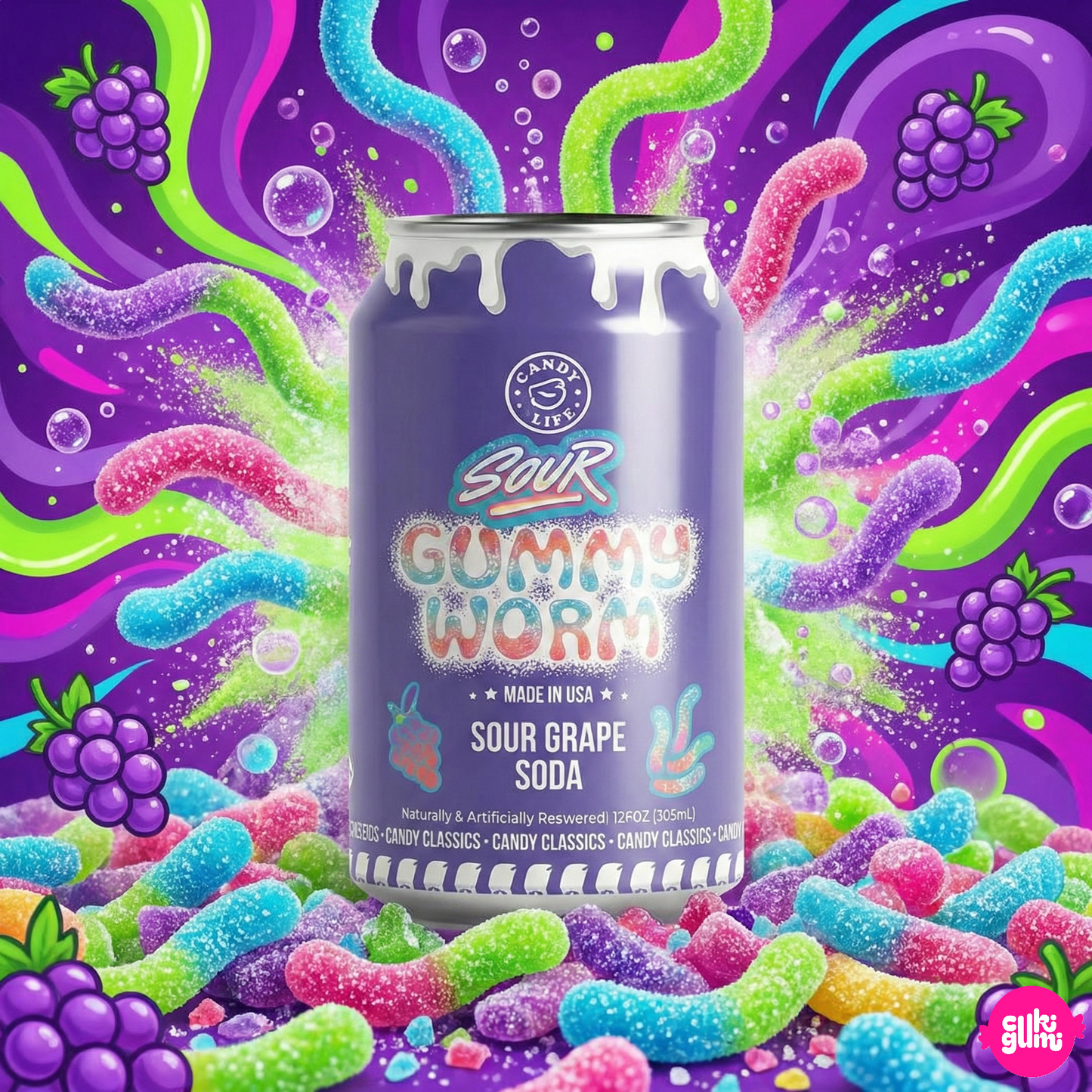 Candy Lips Savanyú Szőlő Ízű Szénsavas Üdítőital 355 ml