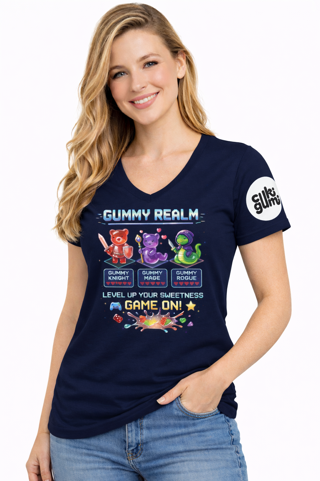 Gummy Realm Női Gamer Póló – Level Up Edition