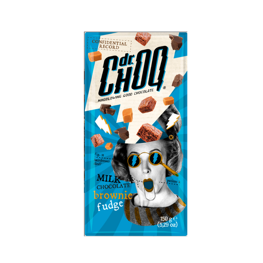 Dr. Choq - Tejcsokoládé tábla Brownival és Fudge-al 150g