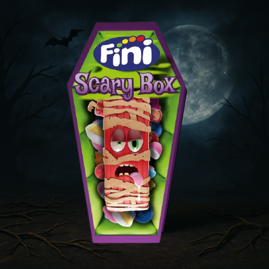 Fini koporsó halloweeni édességekkel