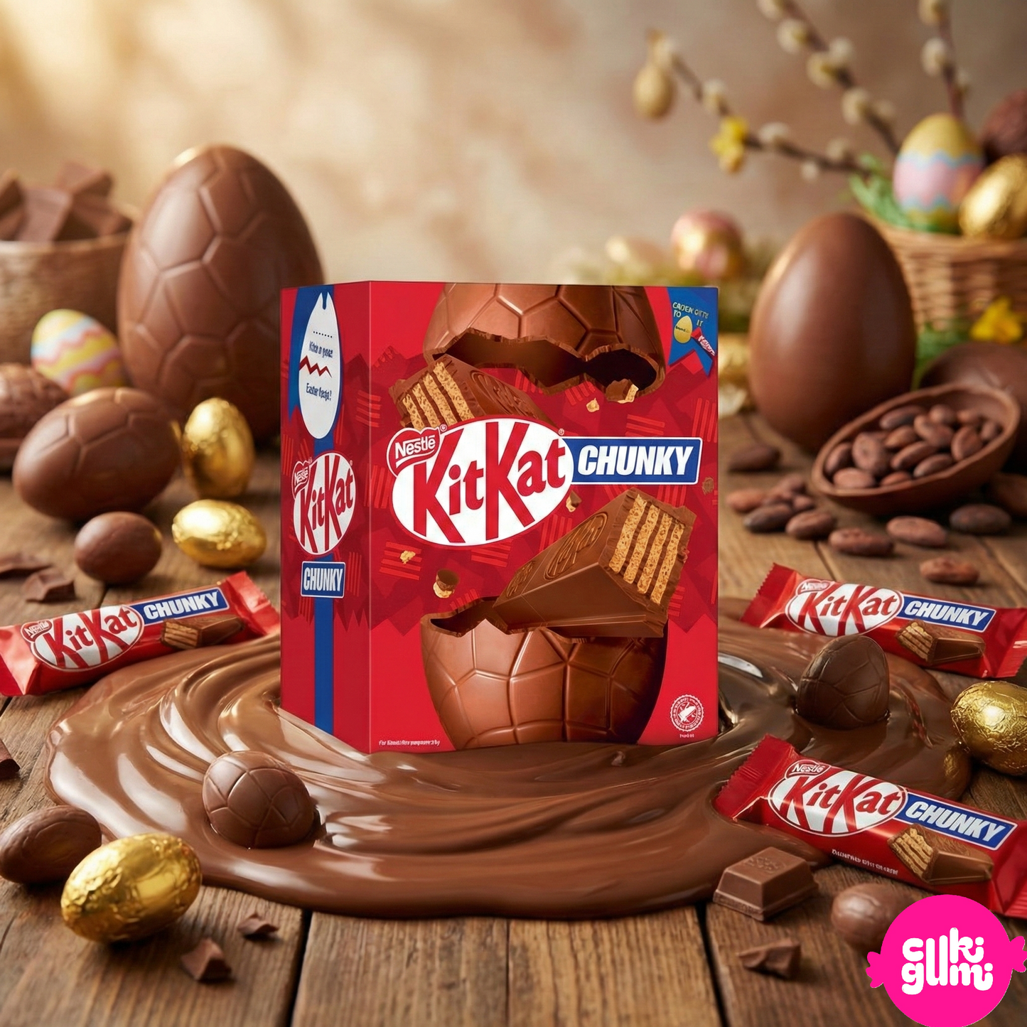 KitKat Chunky Large Egg – Tejcsokoládé húsvéti tojás Chunky ostyás csokoládészelettel 190 g