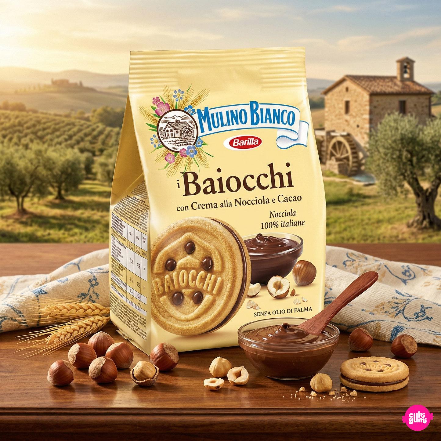 Mulino Bianco Baiocchi Nocciola 260 g - Mogyorókrémes-kakaós töltött omlos keksz