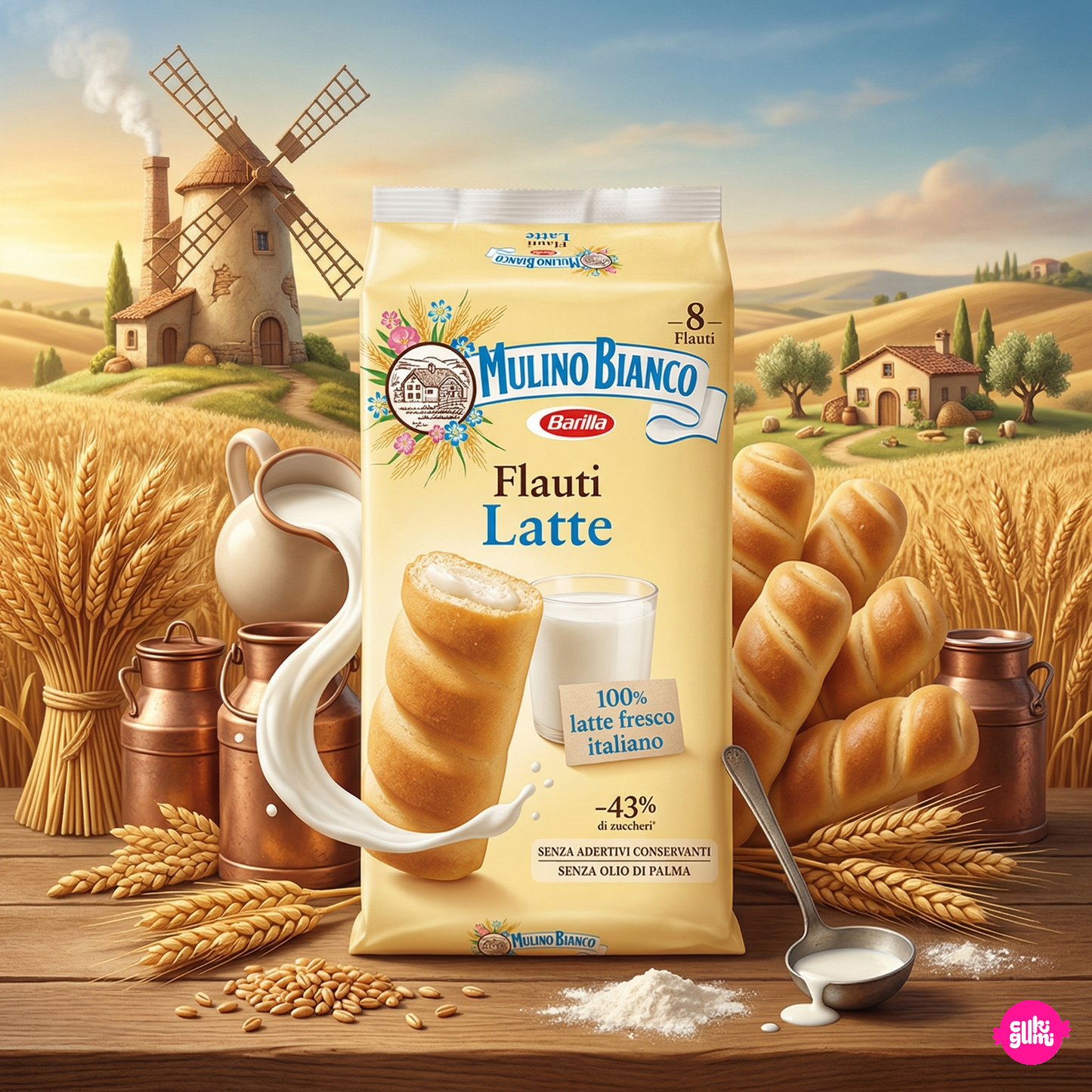 Mulino Bianco Flauti Latte 280 g - Tejkrémmel töltött puha piskotaszelet