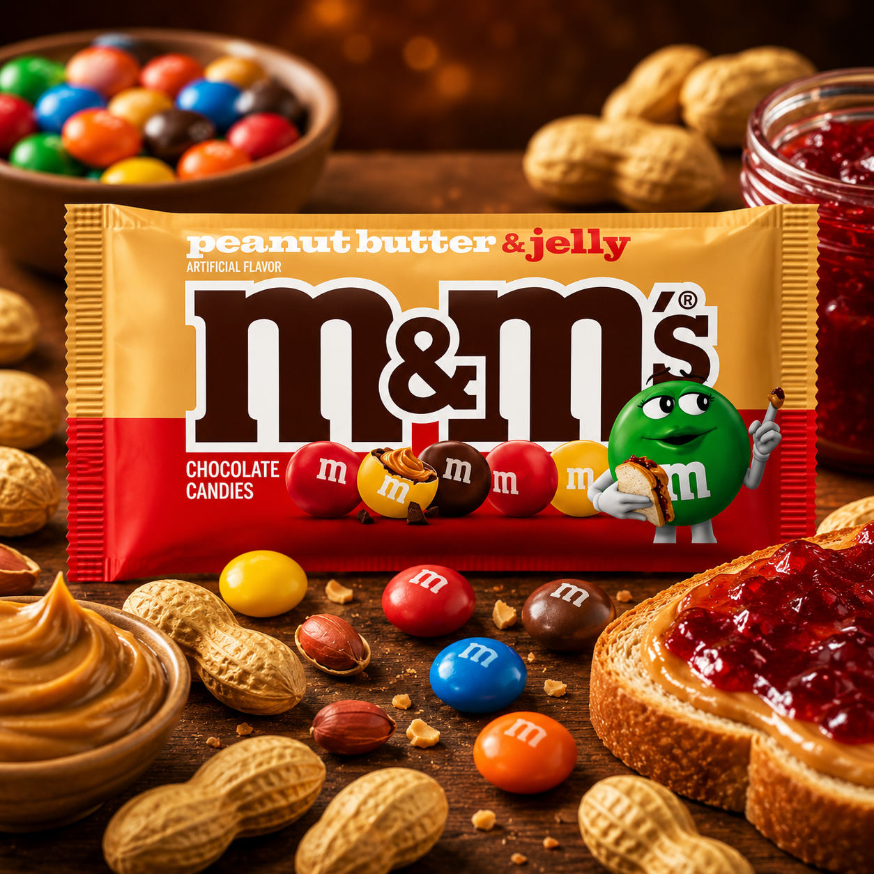 M&M's Peanut Butter & Jelly 40g – Mogyoróvajas-Lekváros Tejcsokoládés Drazsé