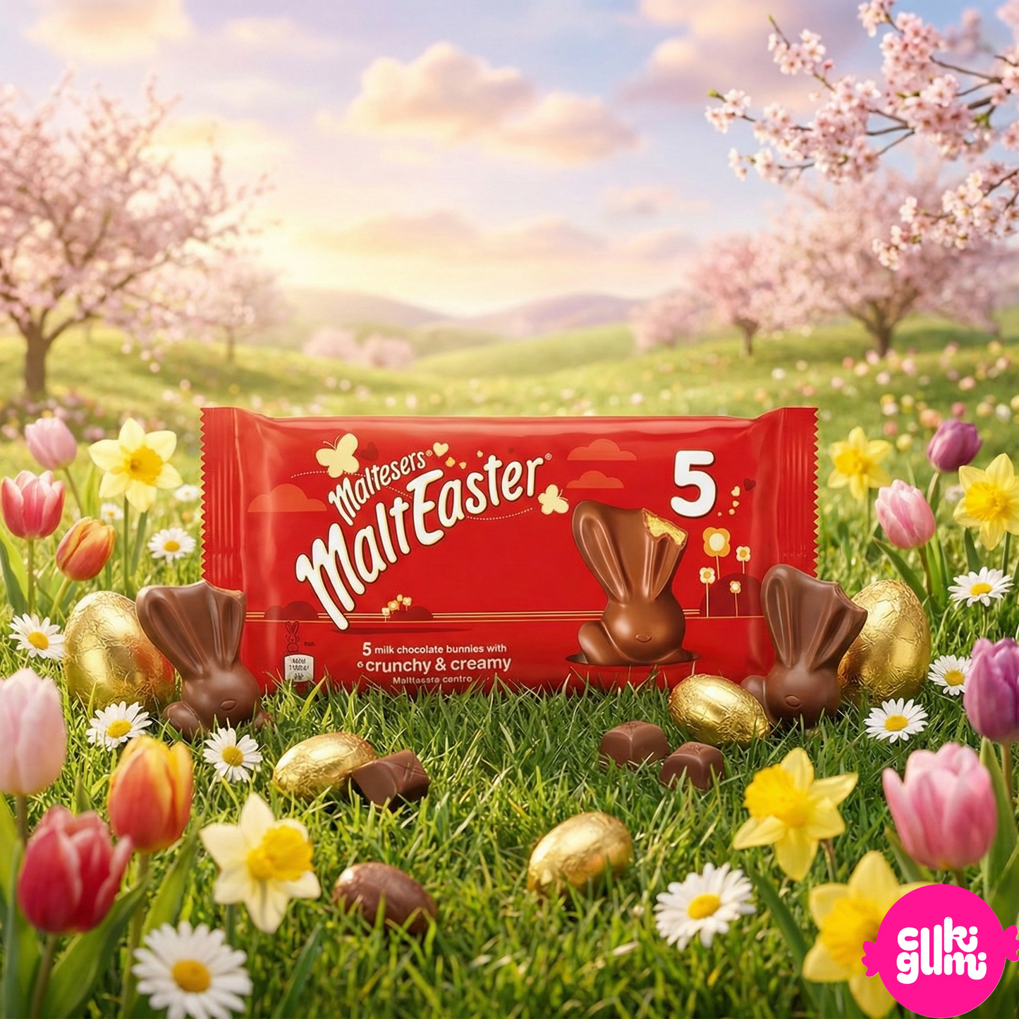 Maltesers MaltEaster Bunny – Tejcsokoládé nyuszik malátás töltelékkel és mézes roppanós darabokkal 145 g (5 db)