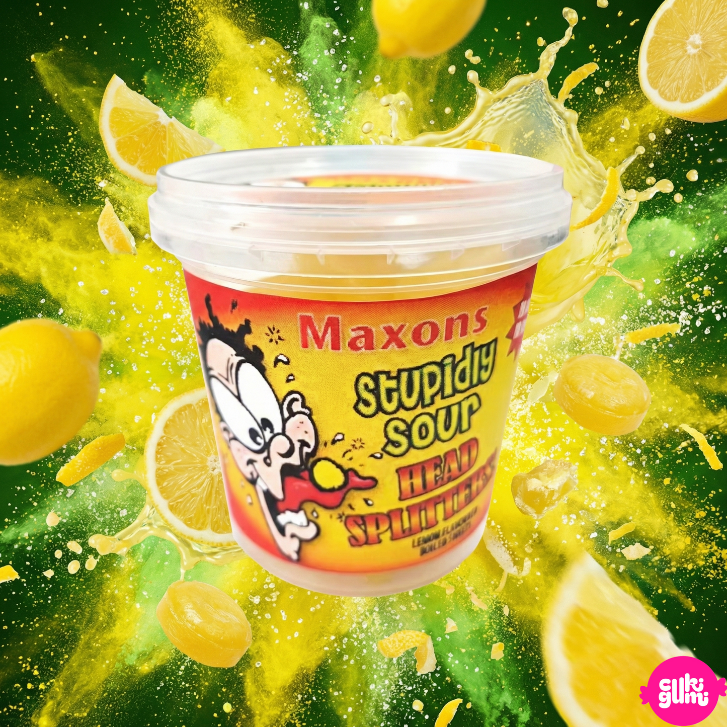 Maxons Stupidly Sour Tub Headsplitter 100g – Fejrobbantóan Savanyú Gyümölcsízű Keménycukorka