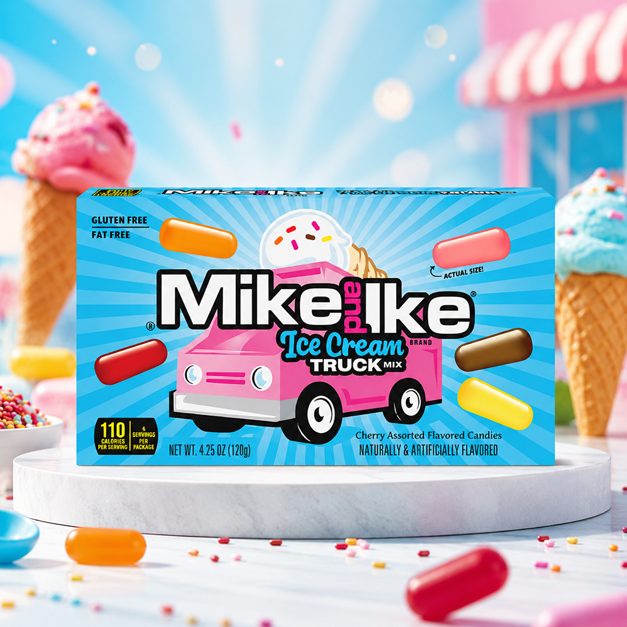 Mike and Ike Ice Cream Truck 120g – Fagylaltos Kocsi Ízű Amerikai Rágós Cukorka Mix
