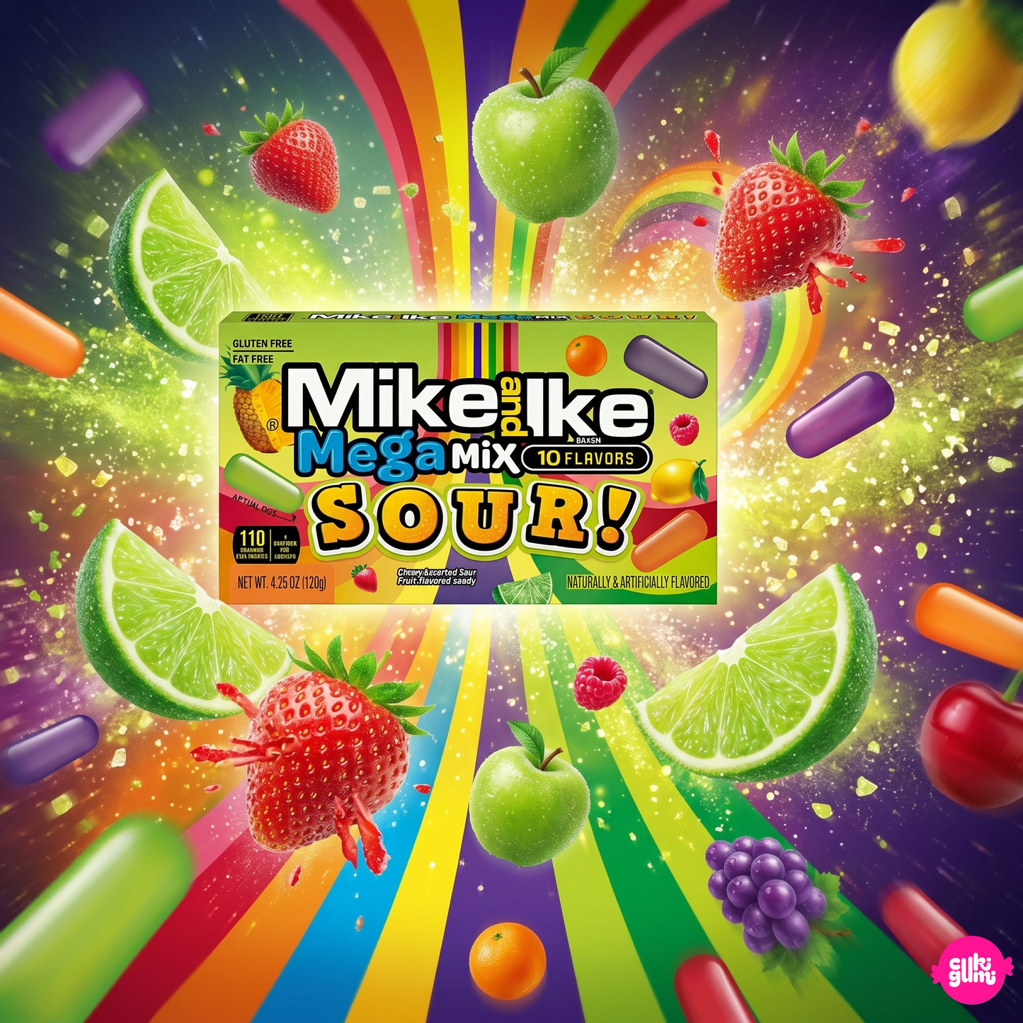 Mike and Ike Mega Mix Sour 120 g – Savanyú Gyümölcsös Rágós Cukorkák Mix