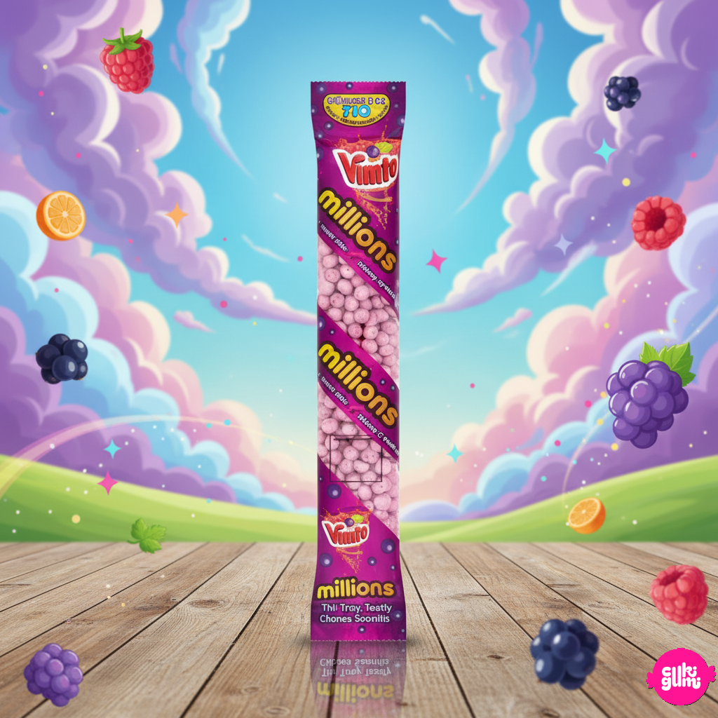 Millions Vimto – Gyümölcsös rágócukorka Vimto ízben 55g