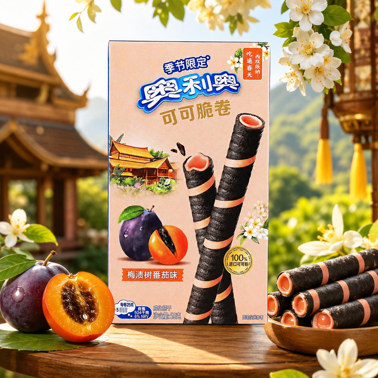 Oreo Crispy Roll Plum & Pickled Tamarillo 50g – Szilva és Savanyított Tamarillo Ízű Ropogós Ostyarolád