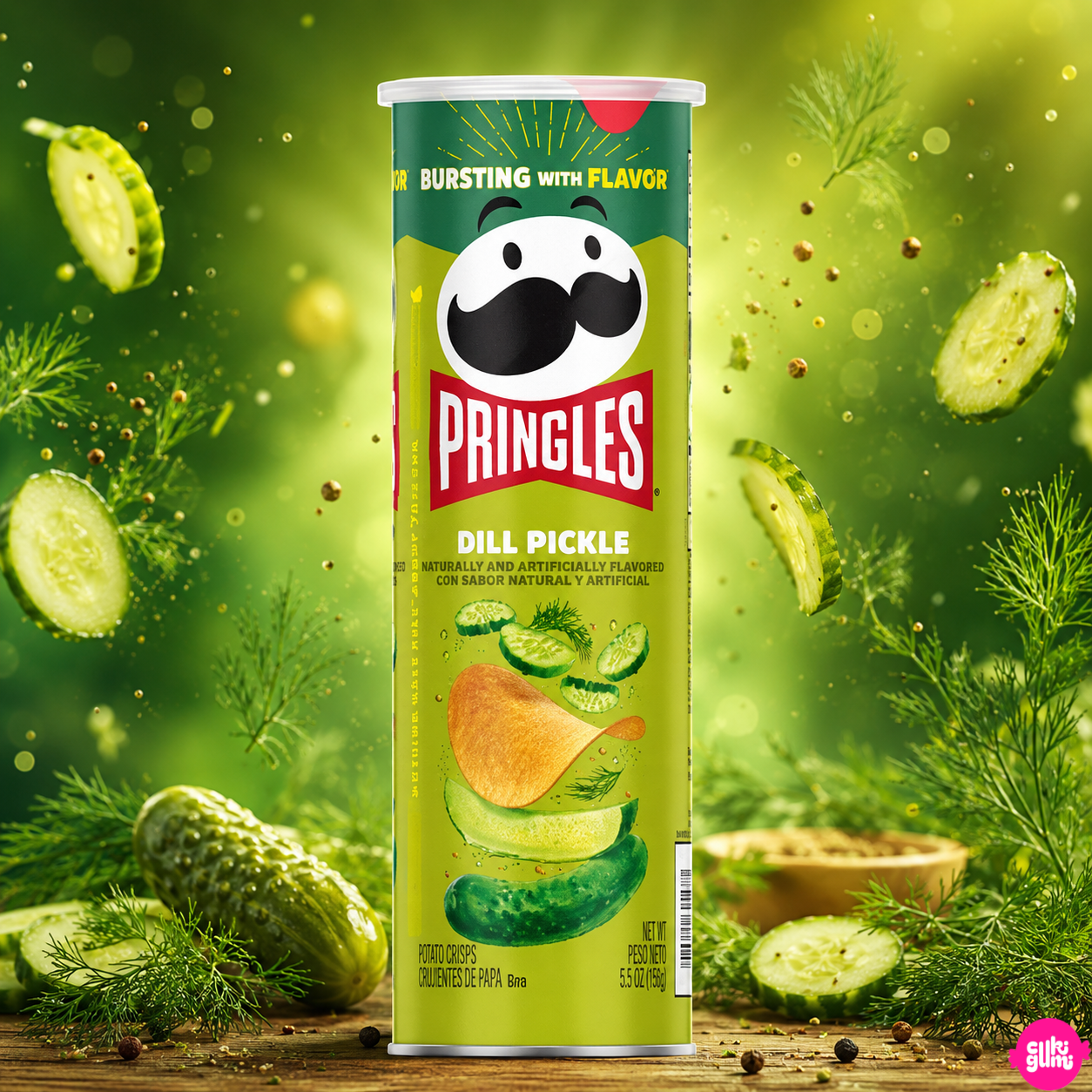 Pringles Dill Pickle 158 g – Kapros Uborka ízű Burgonyachips