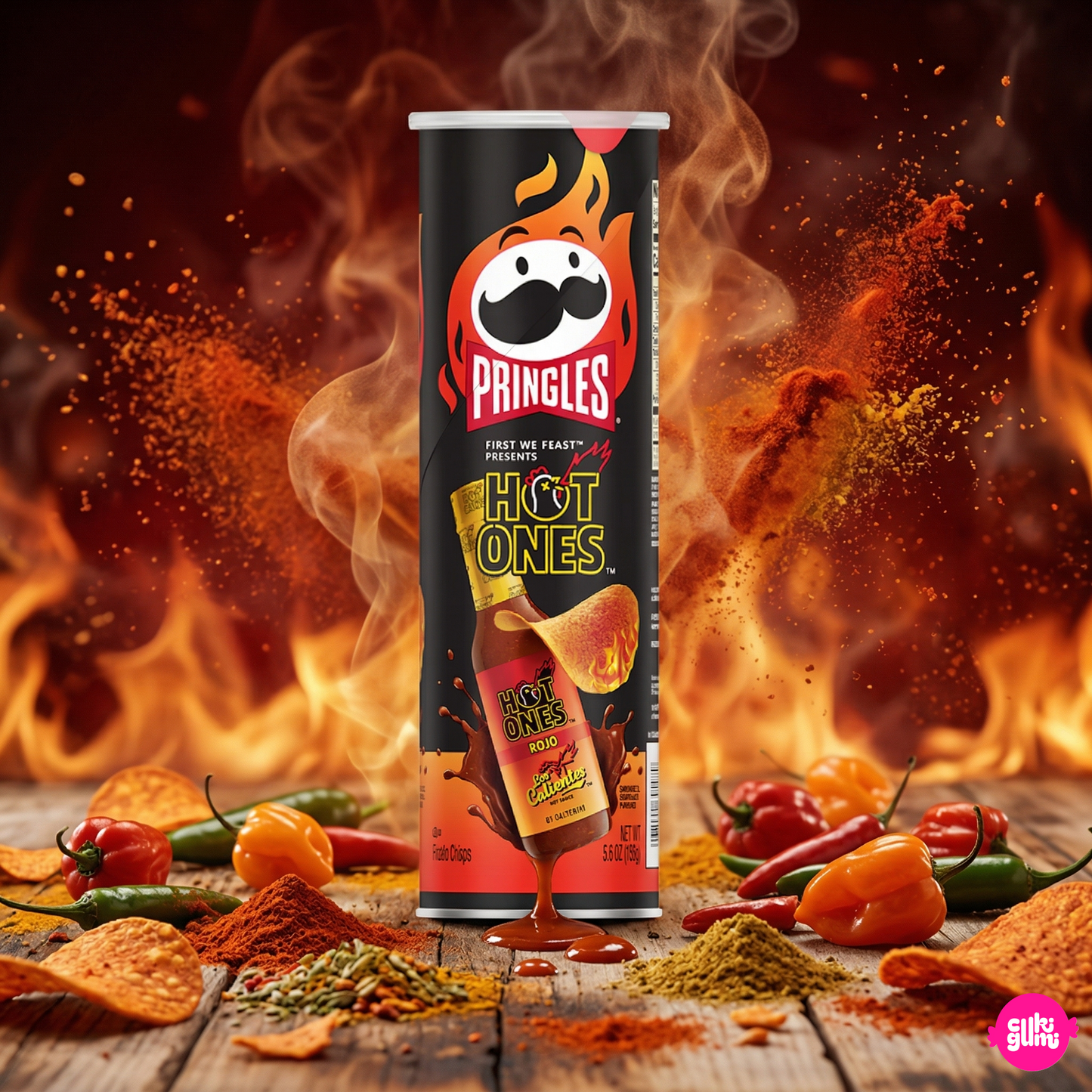 Pringles Hot Ones Los Calientes Rojo 156 g – Csípős Hot Sauce Ízű Chips