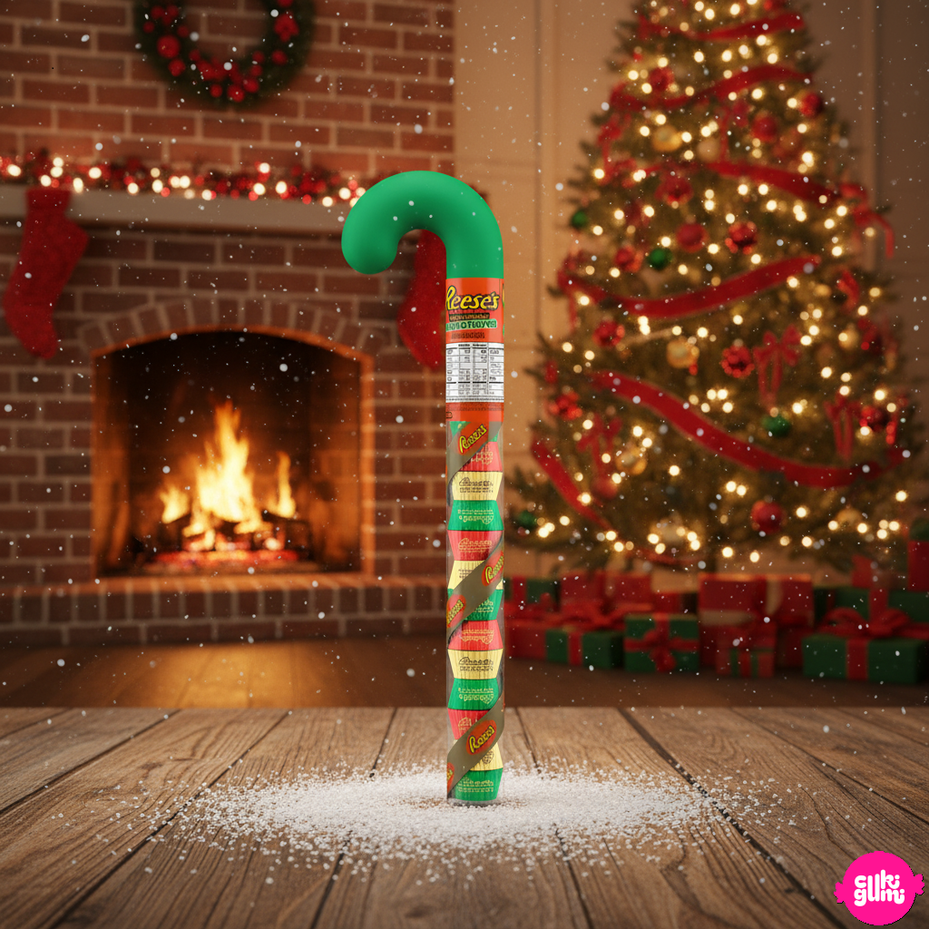 Reese’s Christmas Peanut Butter Cup Minis Cane – Mogyoróvajas tejcsokoládé mini kosárkák karácsonyi cukorpálcában 62g