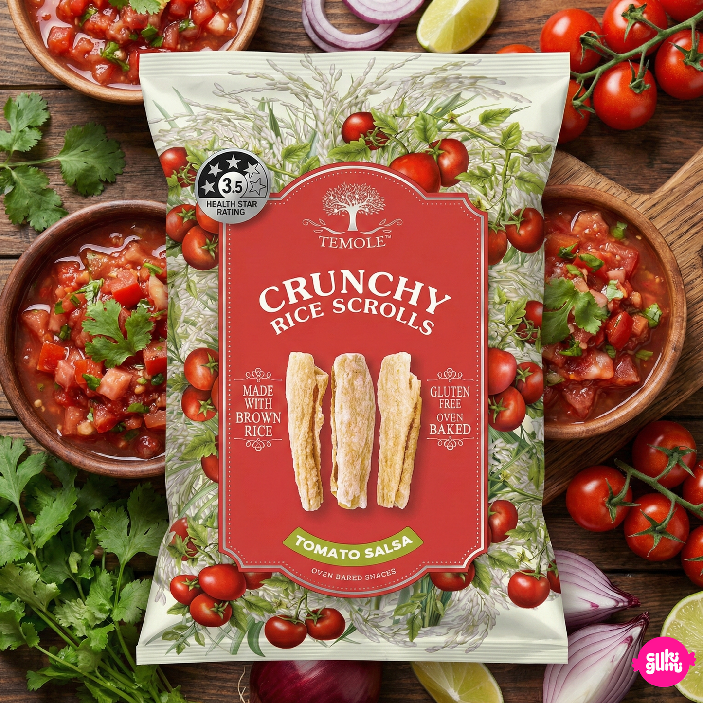 Temole Ropogós rizstekercs – paradicsomos salsa ízű 75g