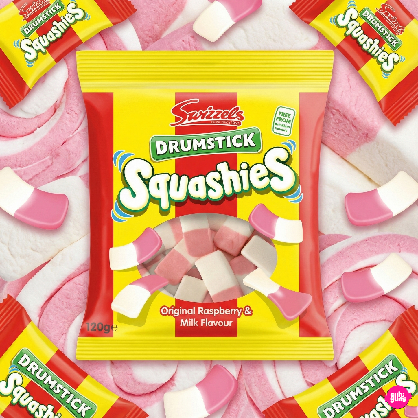Swizzels Squashies Original – Málnás-Tejes Puha Cukorfalatok 120g