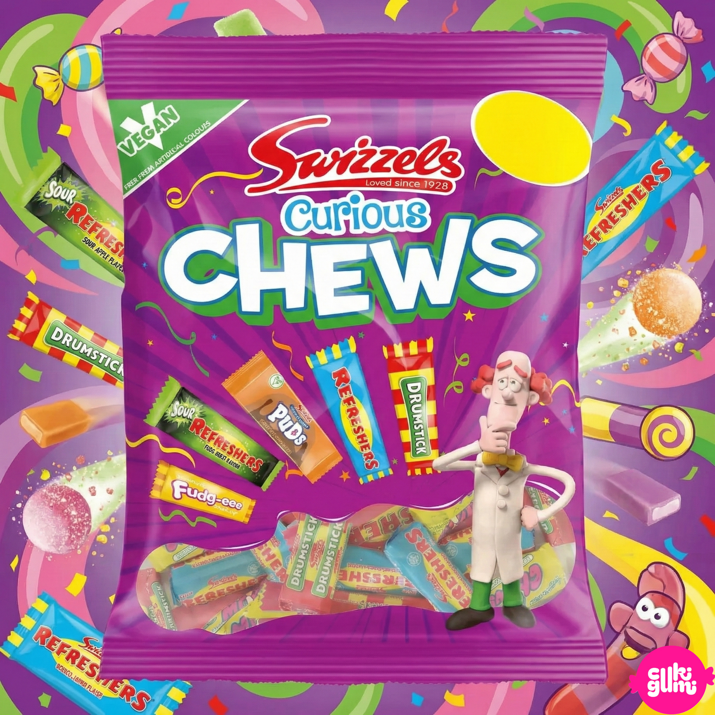 Swizzels Curious Chews 135g – Klasszikus gyümölcsös rágós cukorka válogatás