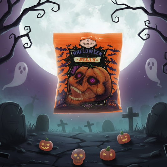 TLM Halloween narancs- és málnaízű zselécukorka 100g