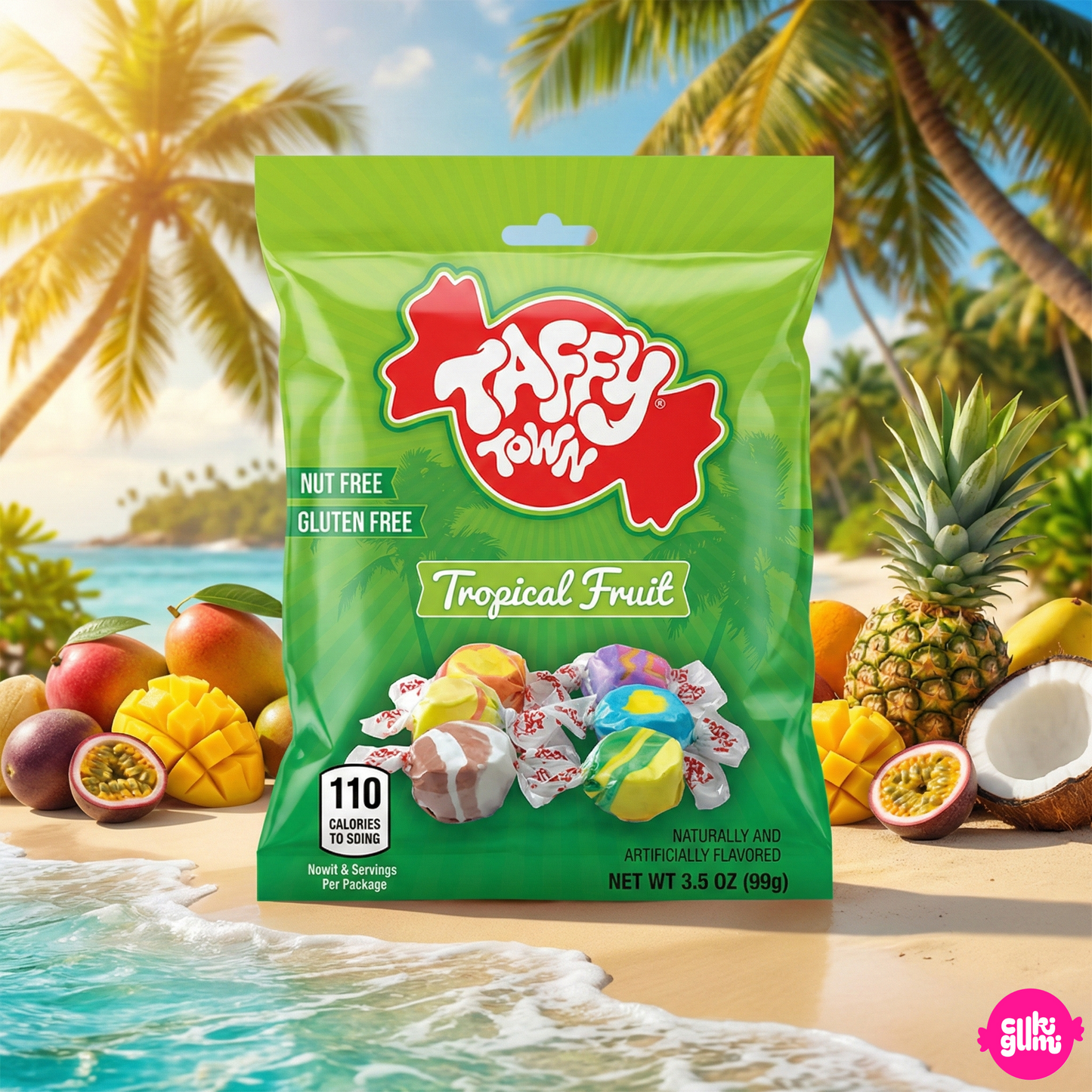 Taffy Town Tropical Fruit 99g – Trópusi Gyümölcsös Rágós Taffy Válogatás