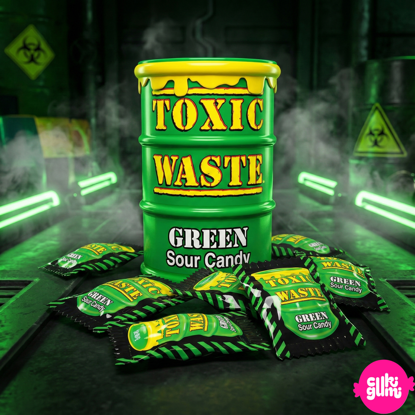 Toxic Waste Hazardously Sour Candy Hordó Zöld 42g