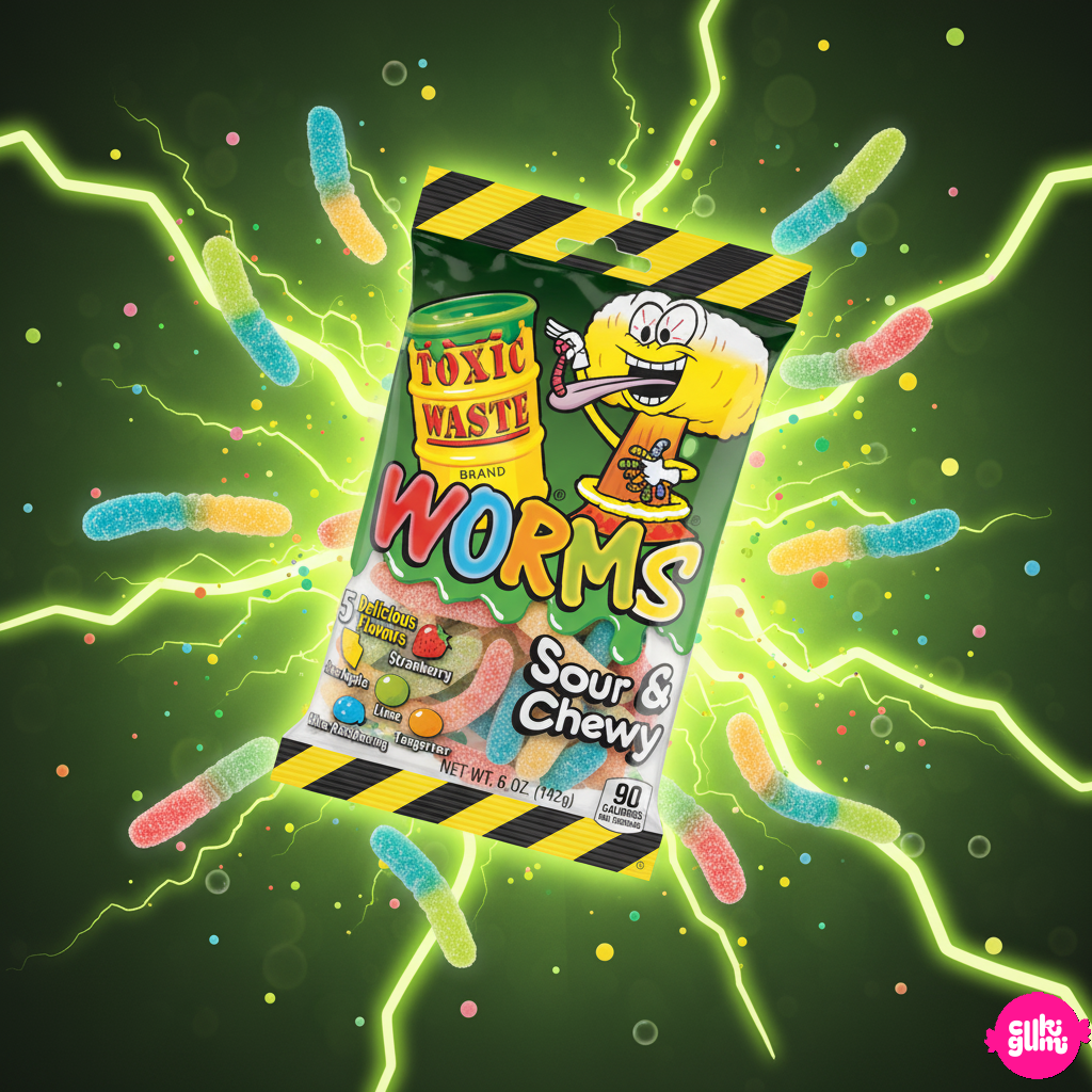 Toxic Waste Worms – Extra savanyú gumicukor kukacok 142g