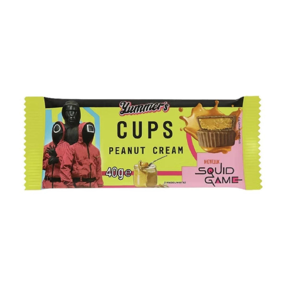 Yummers Squid Game Peanut Cream & Raspberry Cups – Mogyorókrémes és málnás mini pohárkrém 40g