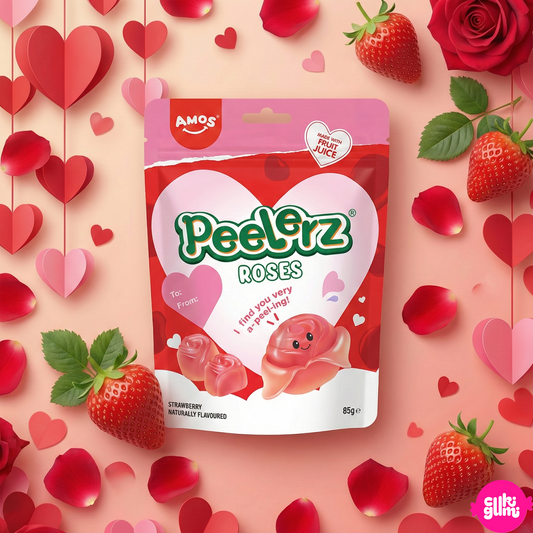 Amos Peelerz Gummy Roses 65 g – hámozható gyümölcsös gumicukor