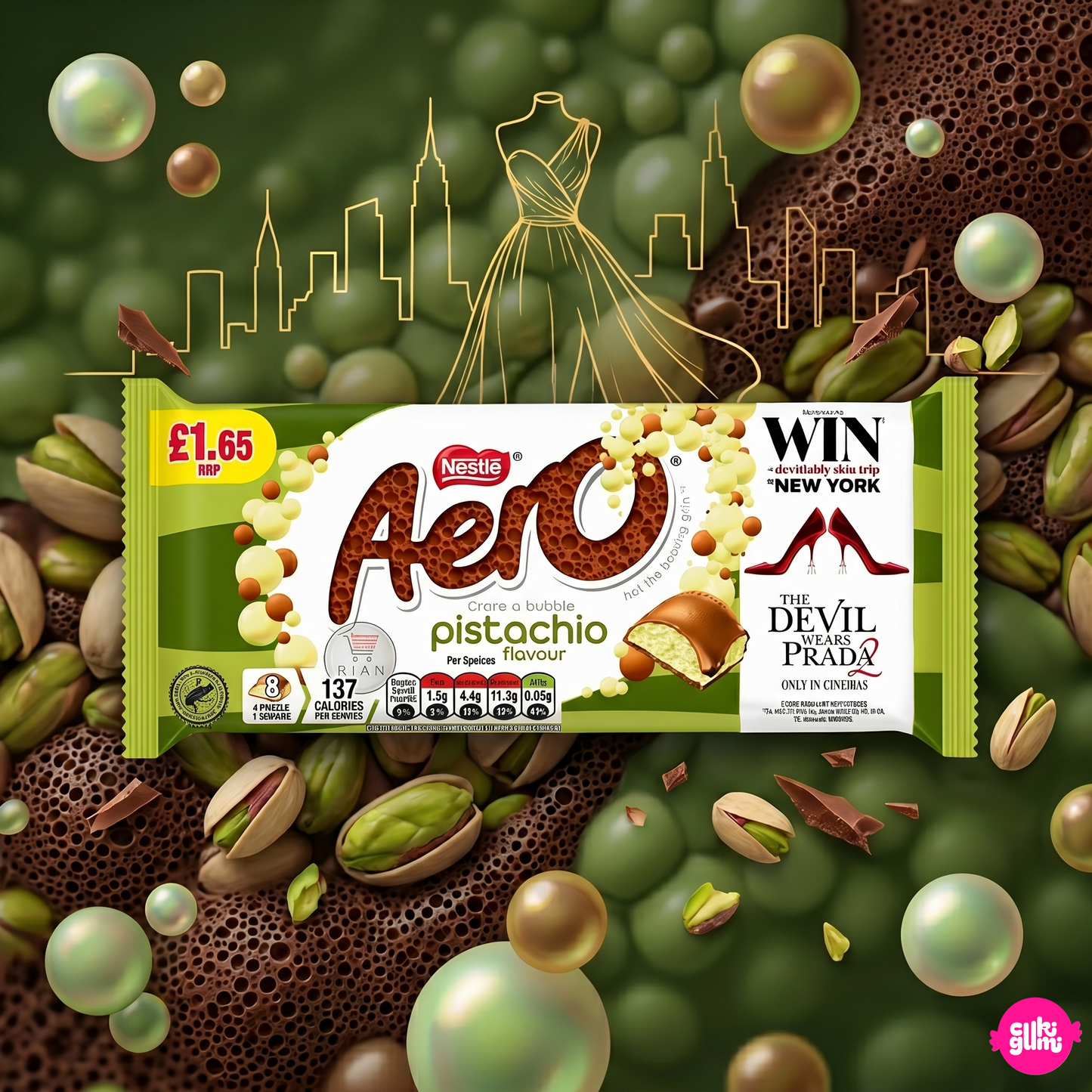 Aero Pistachio 90 g – Piszтáciás Buborékos Tejcsokoládé