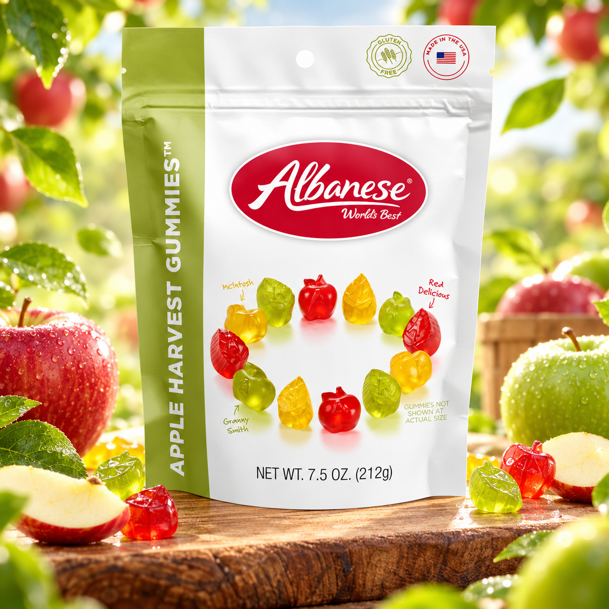 Albanese Apple Harvest Gummies – Amerikai almaízű őszi gumicukor válogatás 212 g