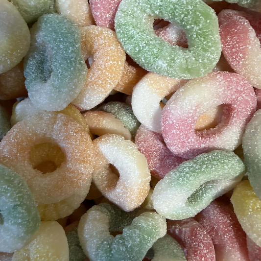 Lutti Arlequin Fizz savanykás gyűrűcukorka 100 g