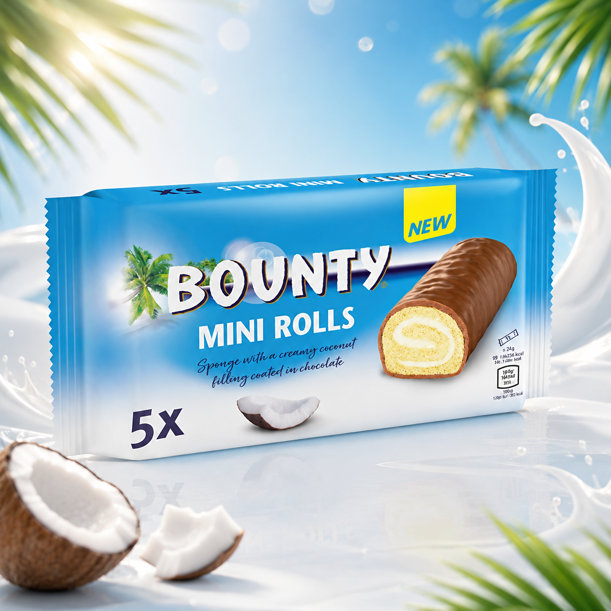 Bounty kókuszos-csokoládés mini piskótatekercs 5×30 g – Bounty Mini Rolls 150 g