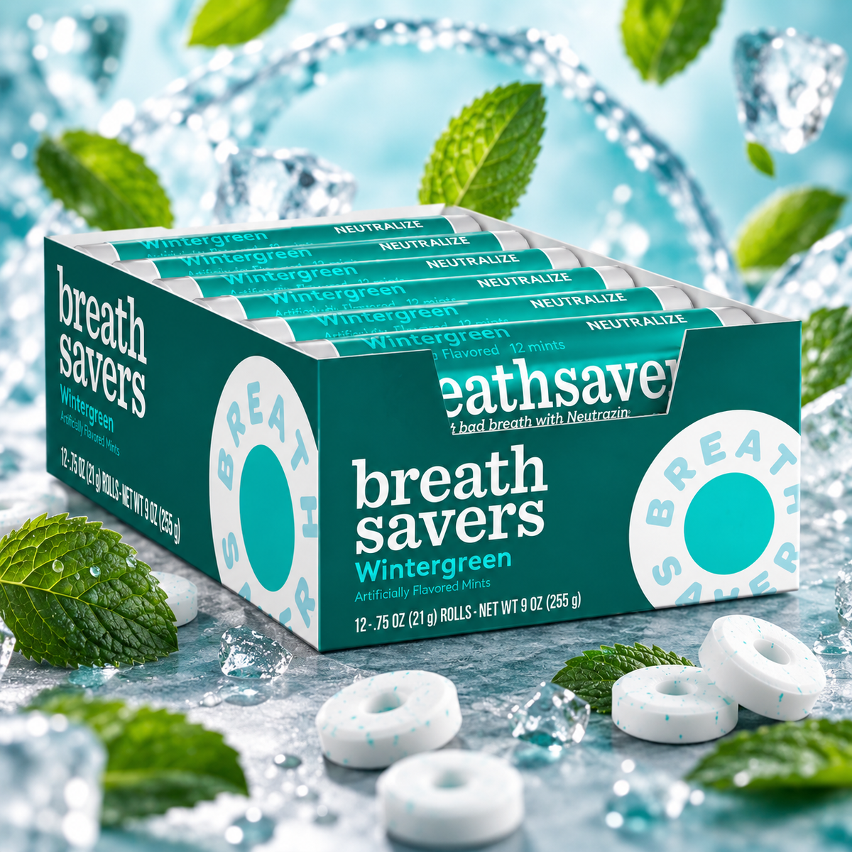 Breath Savers Wintergreen – Cukormentes wintergreen ízű mentolos cukorka 21 g