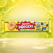 Jammie Dodgers Minions Sour Lemon 140 g – Savanyú Citromízű, Almás Töltelékes Keksz