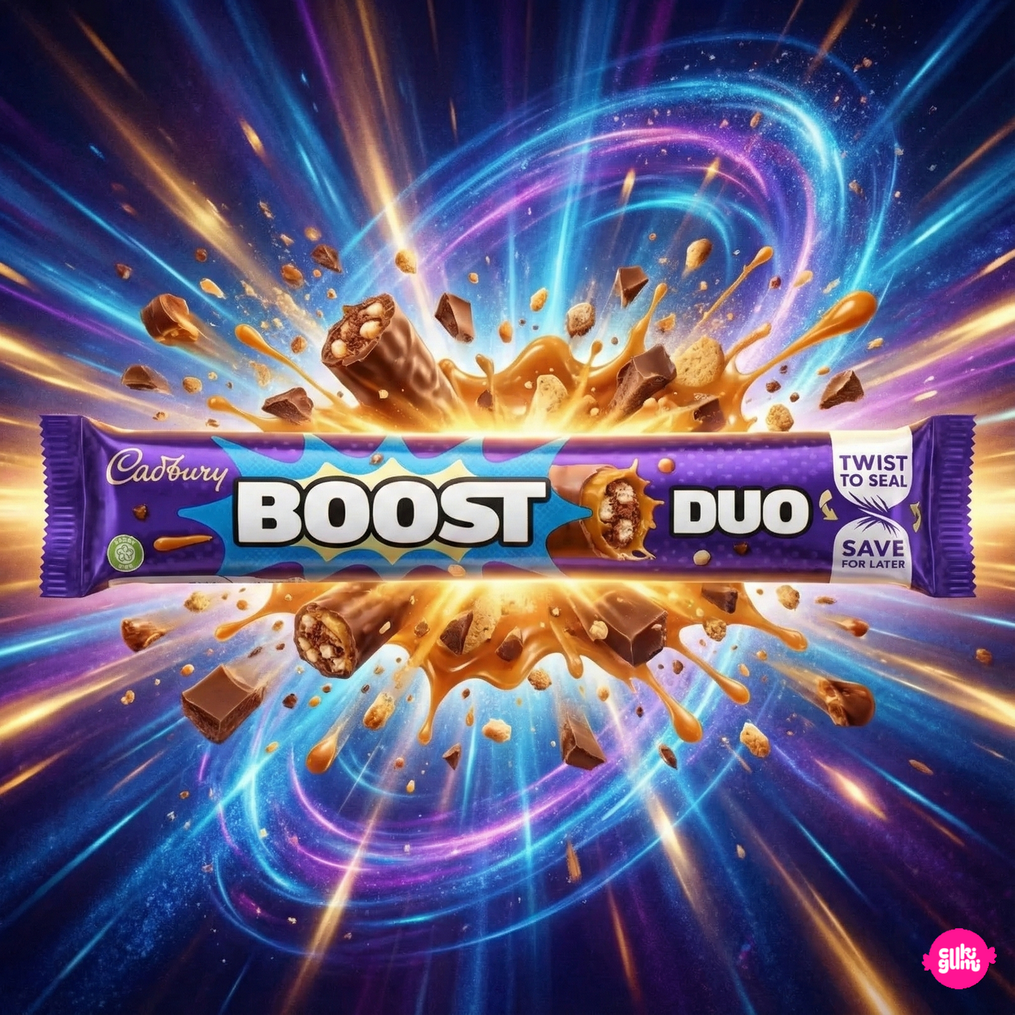 Cadbury Boost Duo – Dupla Karamell & Ropogós Kekszes Tejcsokoládé 63g