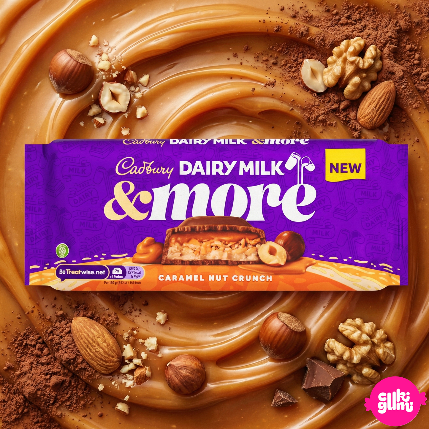 Cadbury Dairy Milk & More Karamellás–Mogyorós Ropogós Tejcsokoládé 200 g