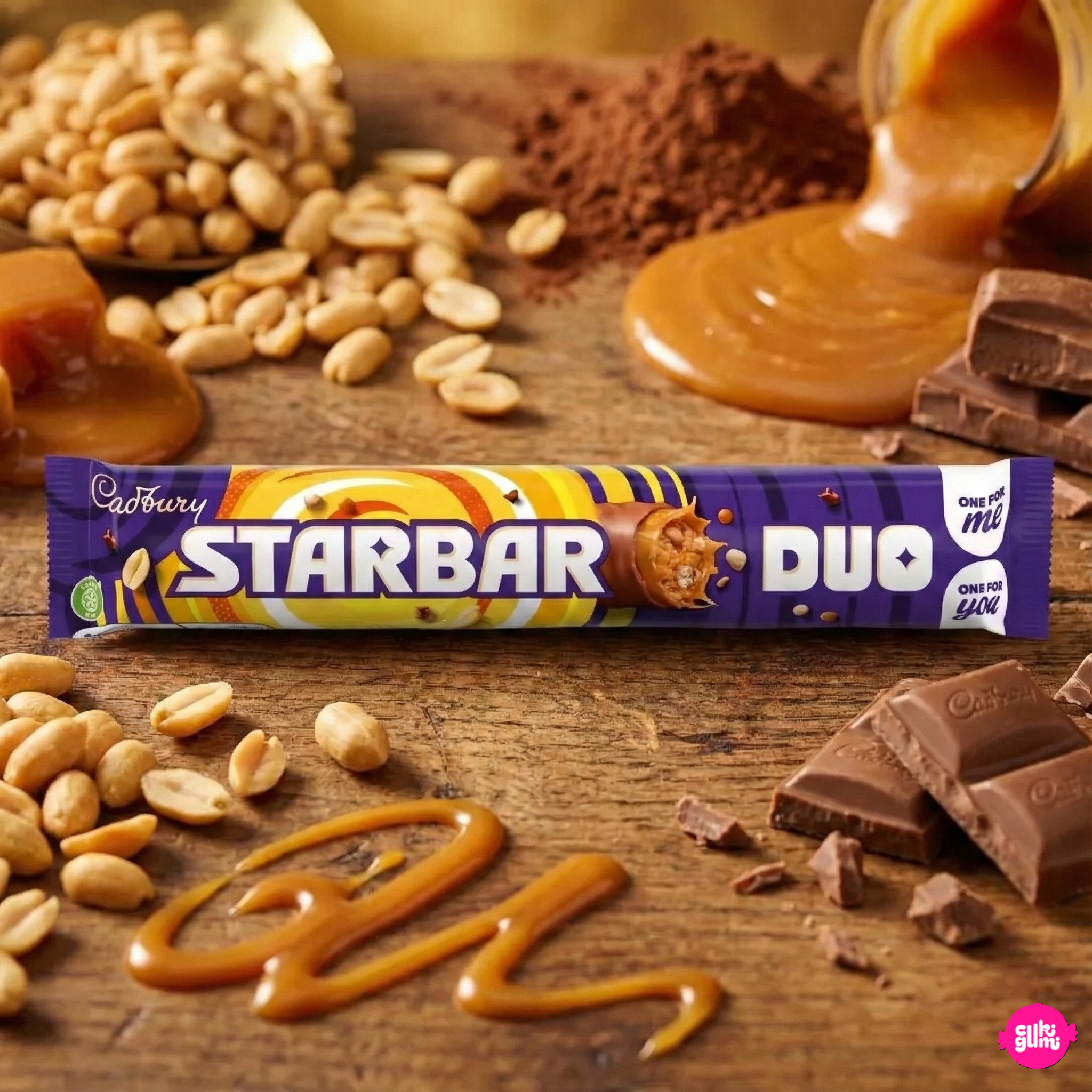 Cadbury Starbar Duo - Double Hazelnut-Caramel Milk Chocolate Bar74g
