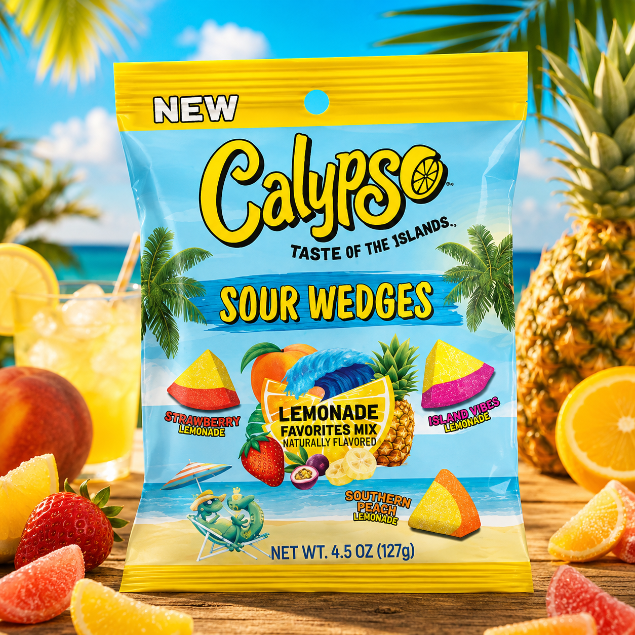 Calypso savanyú limonádé ízű zselécukorka gerezdek 127 g – Sour Wedges Lemonade
