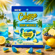 Calypso Ocean Blue Lemonade ízű savanyú zselécukorka gerezdek 127 g – Sour Wedges Ocean Blue Lemonade