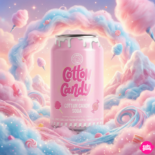 Candy Lips Vattacukor Ízű Málna–Vanília Szénsavas Üdítőital 355 ml