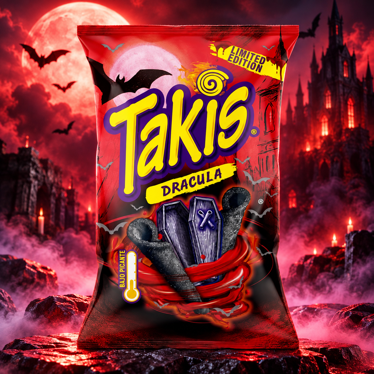 Takis Dracula – Teriyaki ízű fekete kukoricasnack 100 g