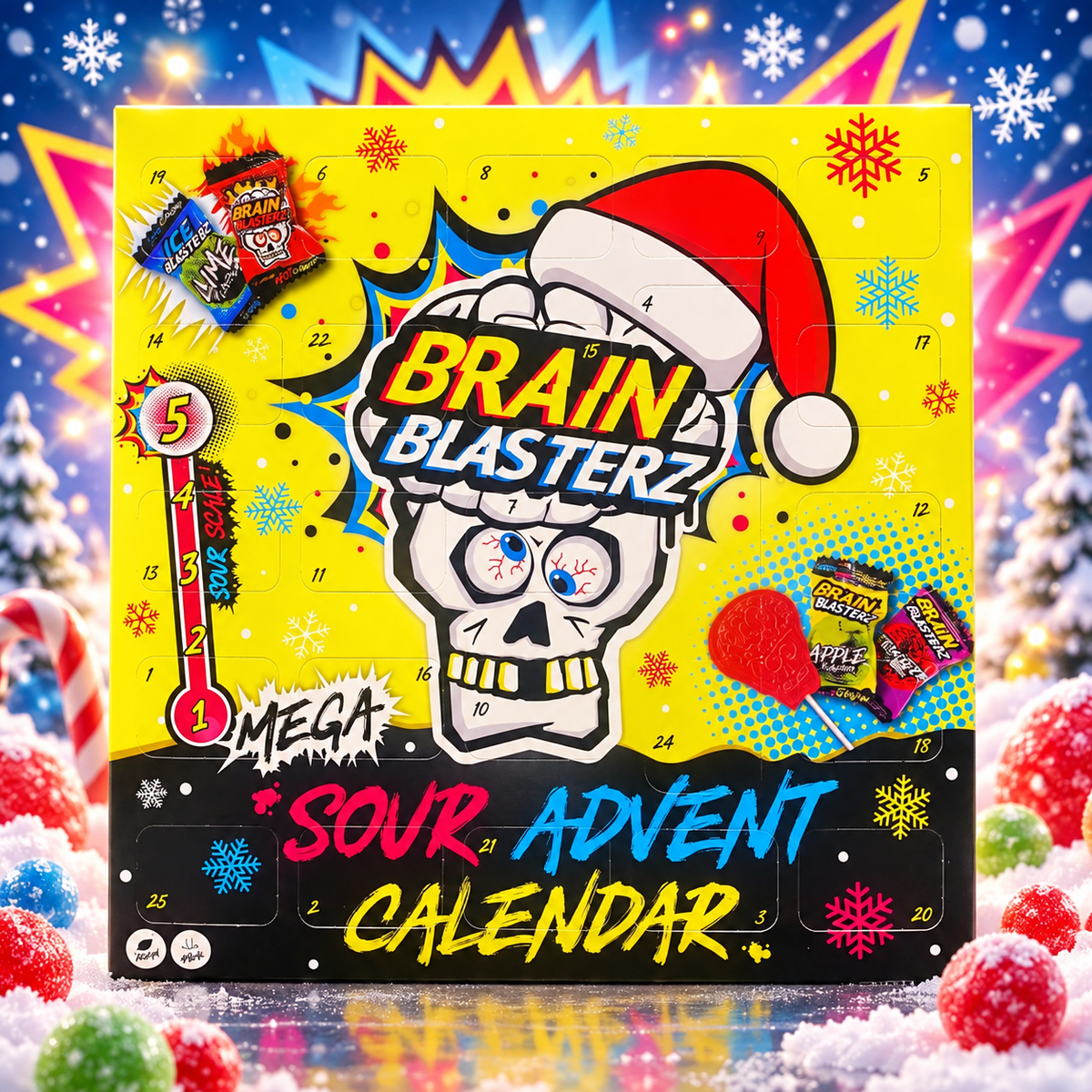 Brain Blasterz Sour Advent 97 g - Extrém savanyú édességes adventi naptár