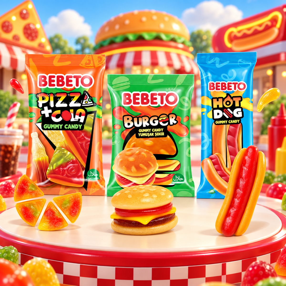 Bebeto Fast Food Gummy Mix Gyümölcsös Gumicukor 10,5 g – 1 db